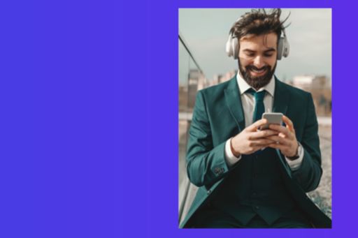 man sitting with phone cover