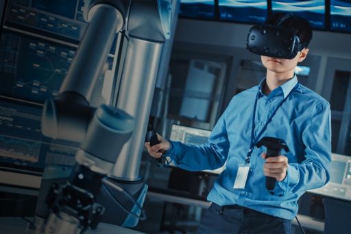 Man using a virtual reality setup