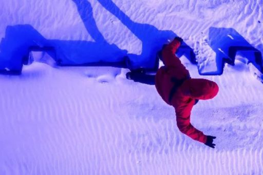 Man walking on ice