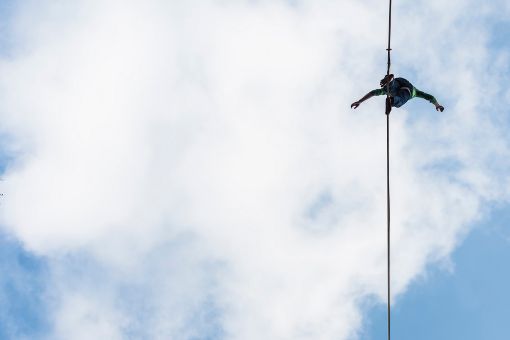 Man walking on rope