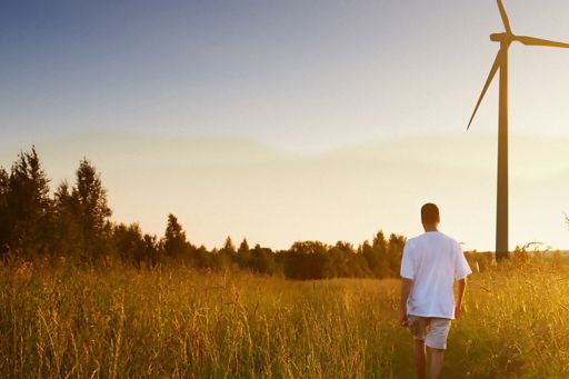 man-walking-through-field-with-windmill