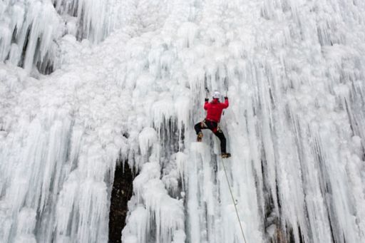 Man climbing on ice 