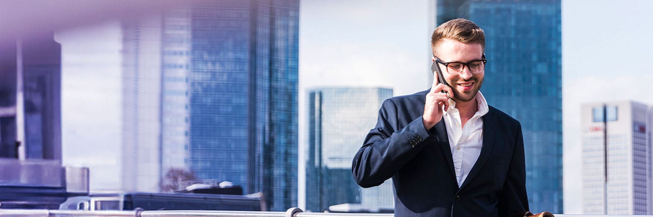 Man in suit at his phone