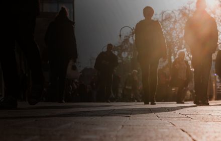 People on sidewalk