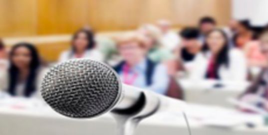 Microphone in a press briefing room