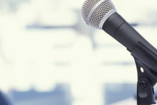 Microphone in a press briefing room