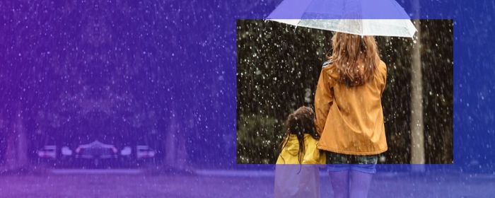 mom and daughter in rain