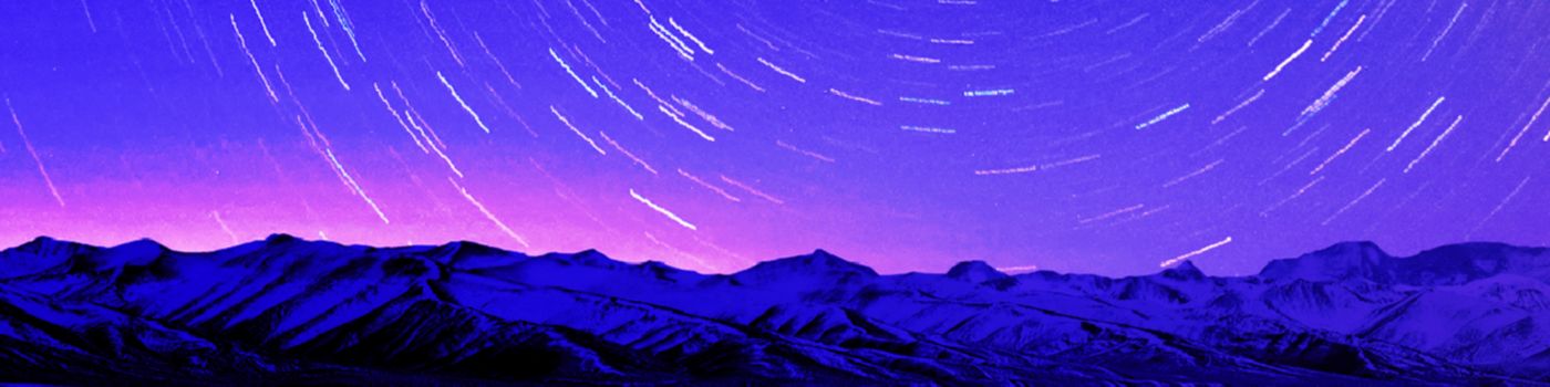 Mountain range with stars in night