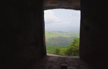 Mountain view from monument window