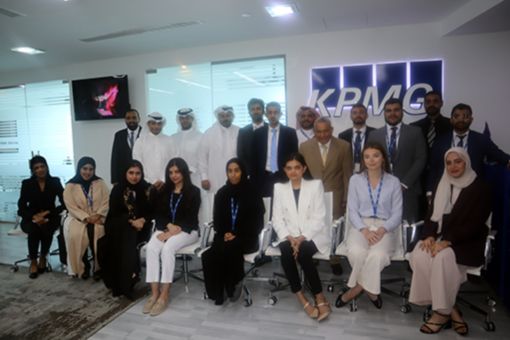a group of recent interns with Mr. Hussain Kasim, the co-founding Partner at KPMG in Bahrain. 