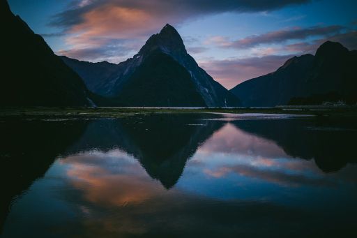 mountains on water