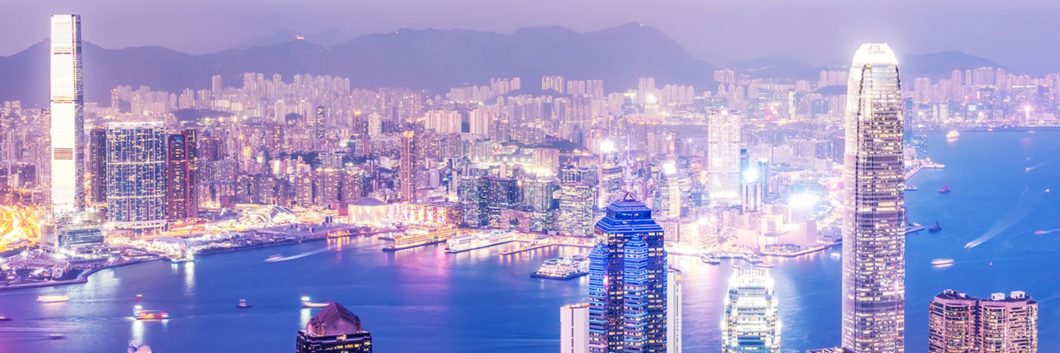 night view of victoria harbour Hong Kong