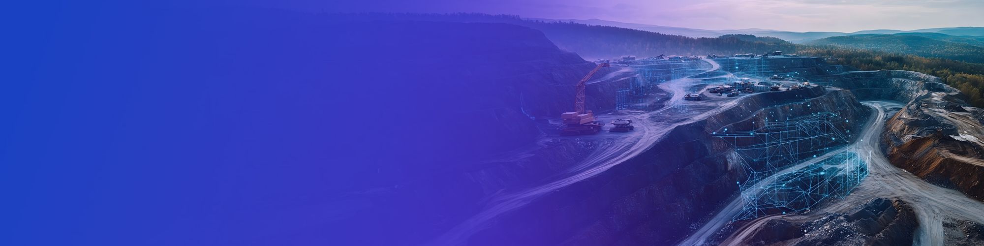 Une mine à ciel ouvert avec une superposition filaire numérique