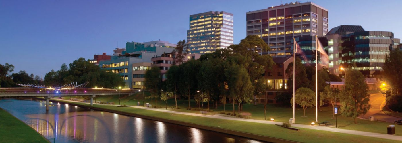 Parramatta skyline at night