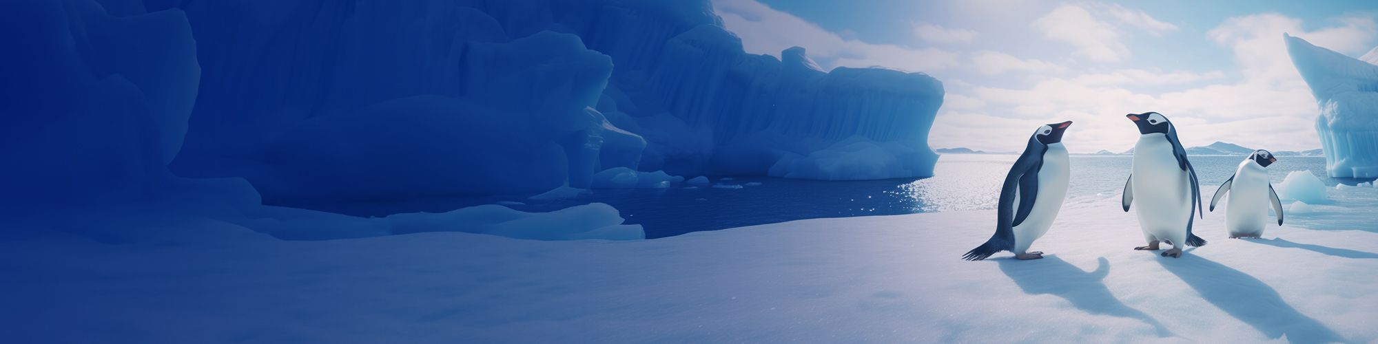 Penguins in Antarctica Banner