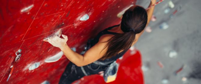 Climbing girl in action