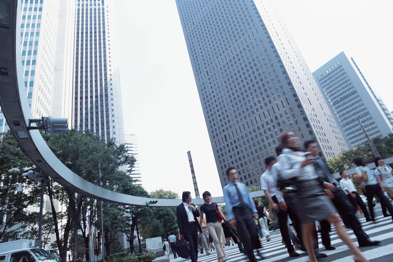 People walking in a business district