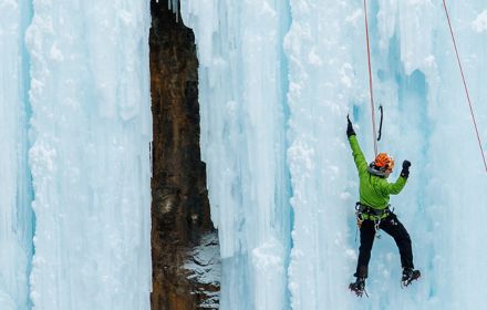 Person Doing Ice Climbing