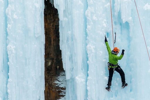 Person Doing Ice Climbing
