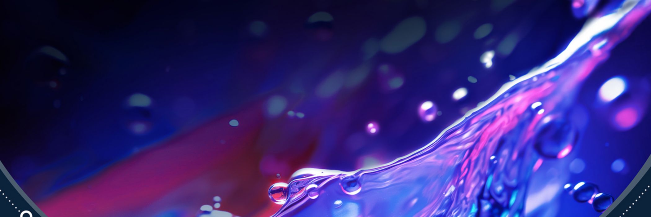 Pink and blue flowing Water droplets