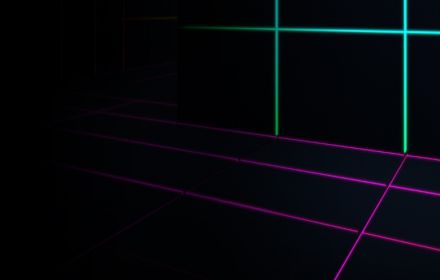 Pink and green lines forming boxes against black background