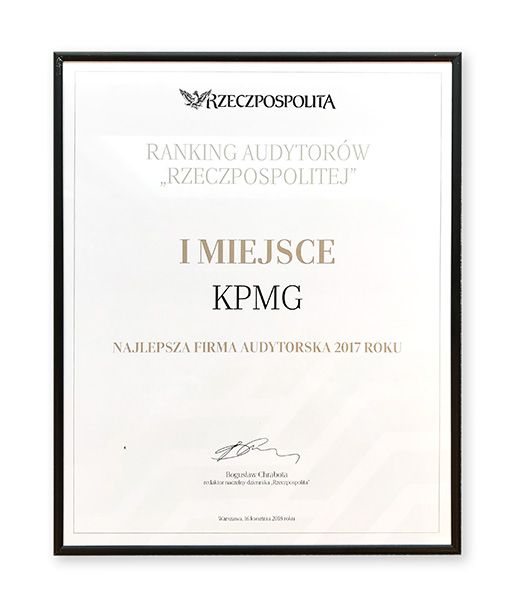 KPMG od 6 lat audytorem nr 1 w Polsce wg rankingu Rzeczpospolitej