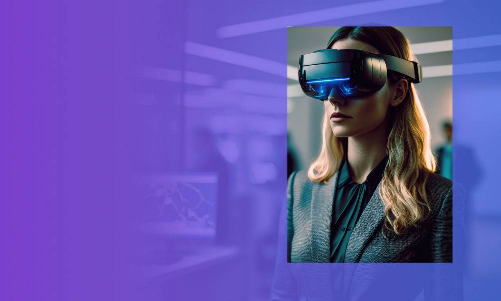 Kobieta w okularach VR | Prawa autorskie do wytworów sztucznej inteligencji
