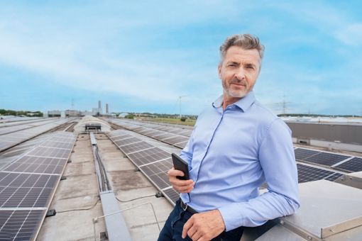 Man in a solar field