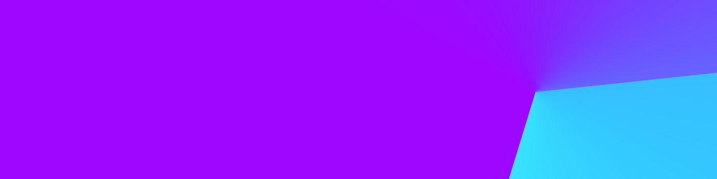 Purple banner with aqua geometric shape