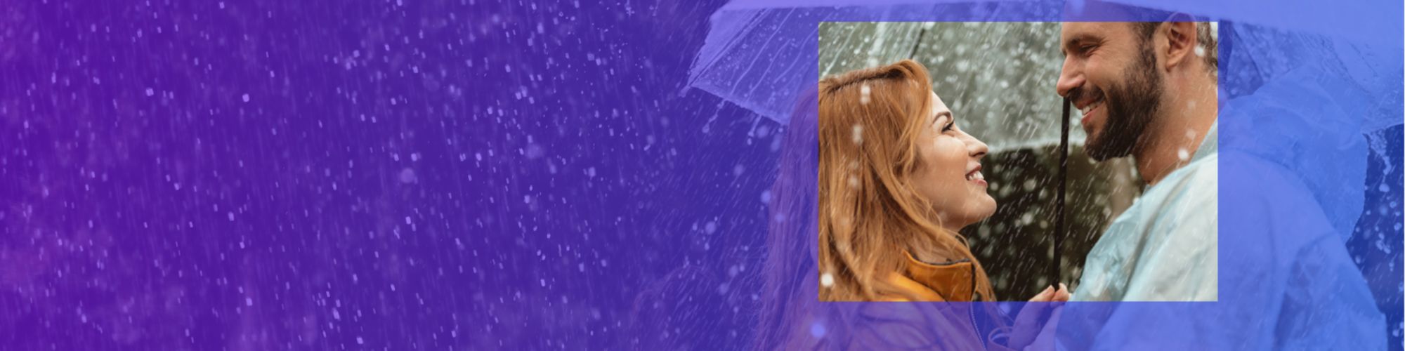man woman in rain