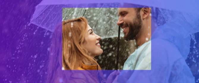 man and woman in rain