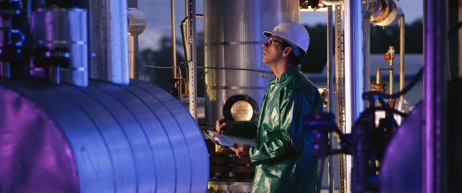 engineer inspecting chemical plant