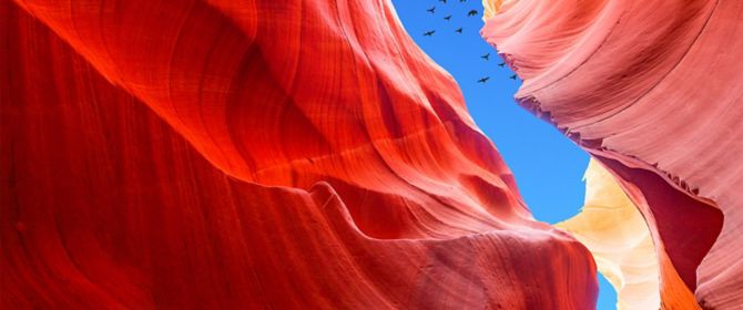 red-mountains-blue-sky-flying-birds