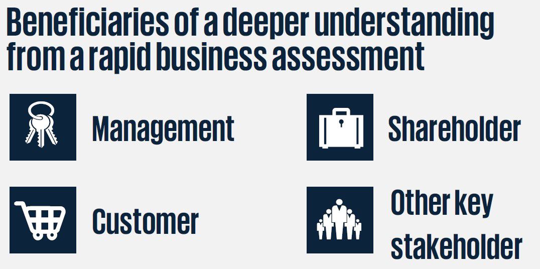 Beneficiaries of a deeper understanding from a rapid business assessment