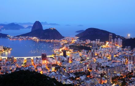 Rio de janeiro illuminated city view during night