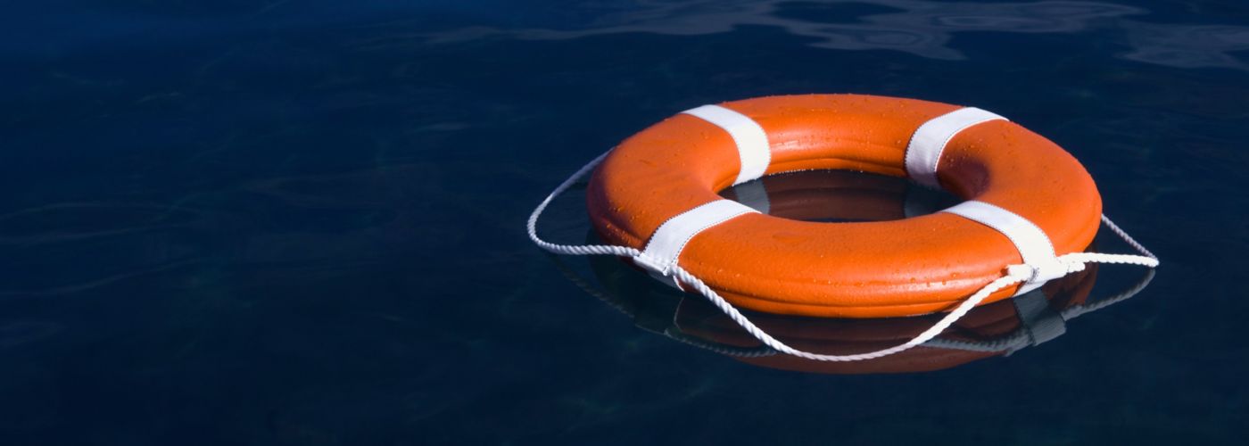 Lifebuoy floats on the water