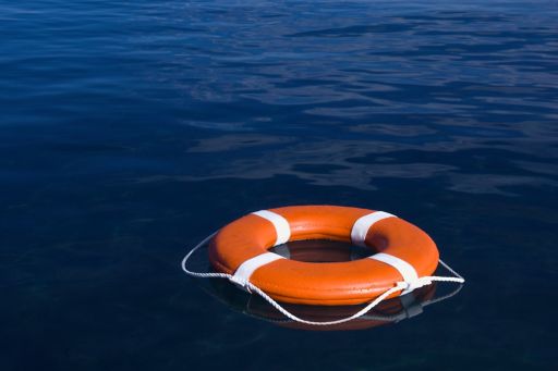 Life buoy floating in the sea