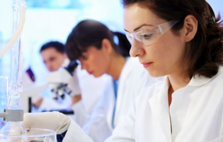 Scientists working in chemical lab