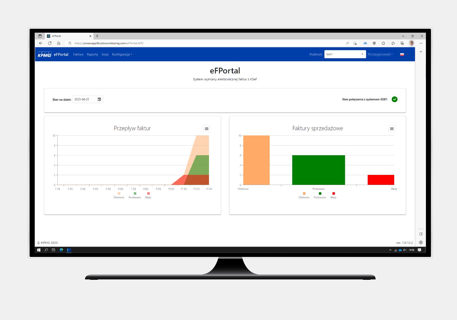 ekran komputera z aplikacją KPMG eFPortal