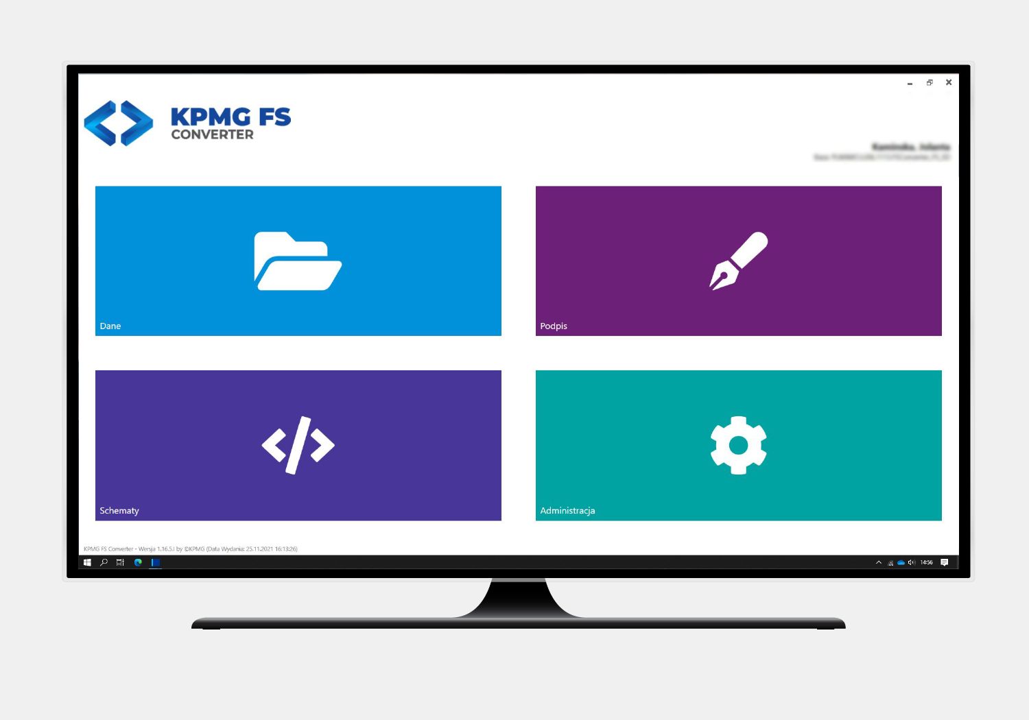ekran komputera z otwartą aplikacją KPMG FS Converter