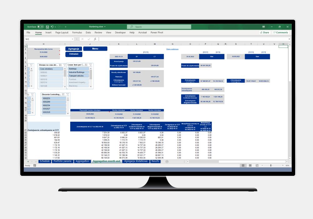Kompaktowa aplikacja w środowisku MS Excel do księgowania umów leasingowych