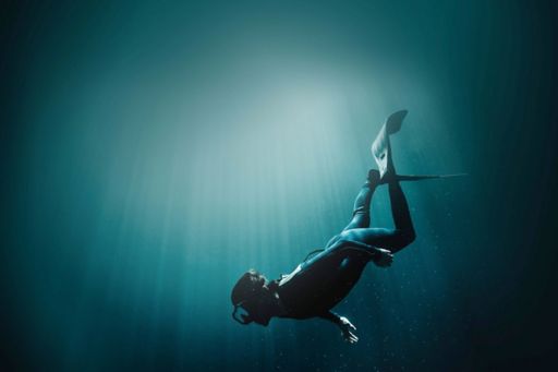 Scuba diver in deep water