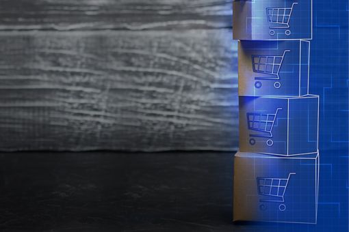 Shopping carts inside digital cubes