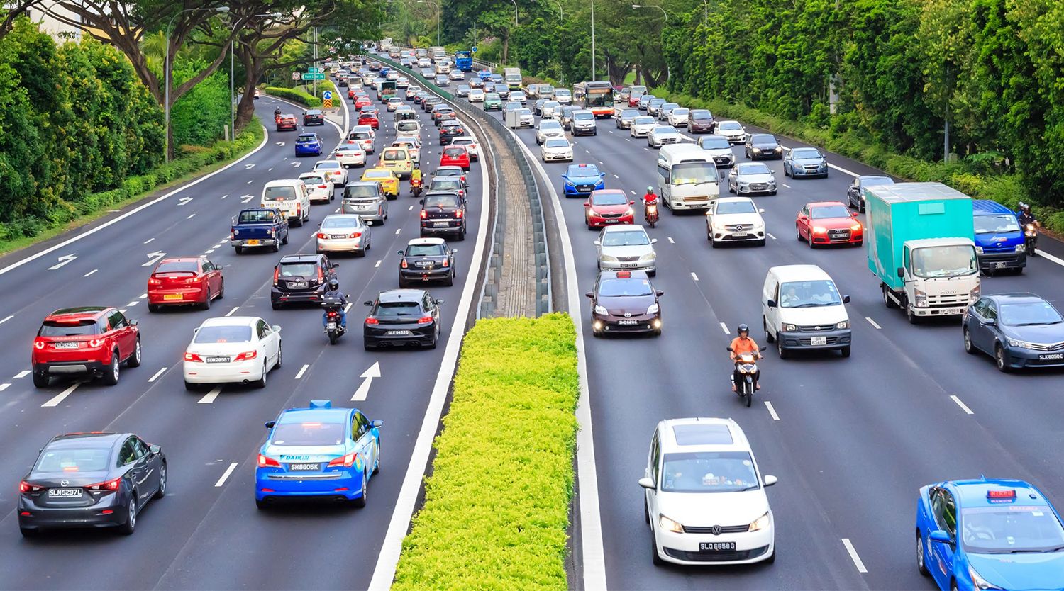 cars on Singapore road highway