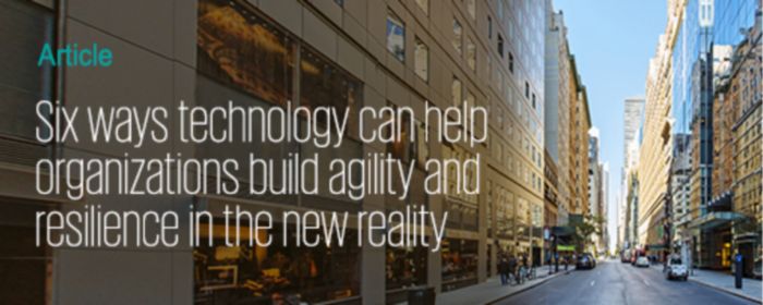 Six ways technology can help organizations - text overlay on street view background