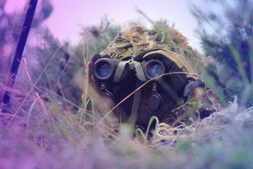 Soldier with binoculars