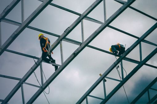 Steel frame construction workers