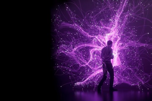 Superhuman in a purple glow