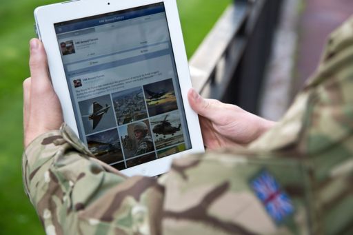 Soldier using I-Pad