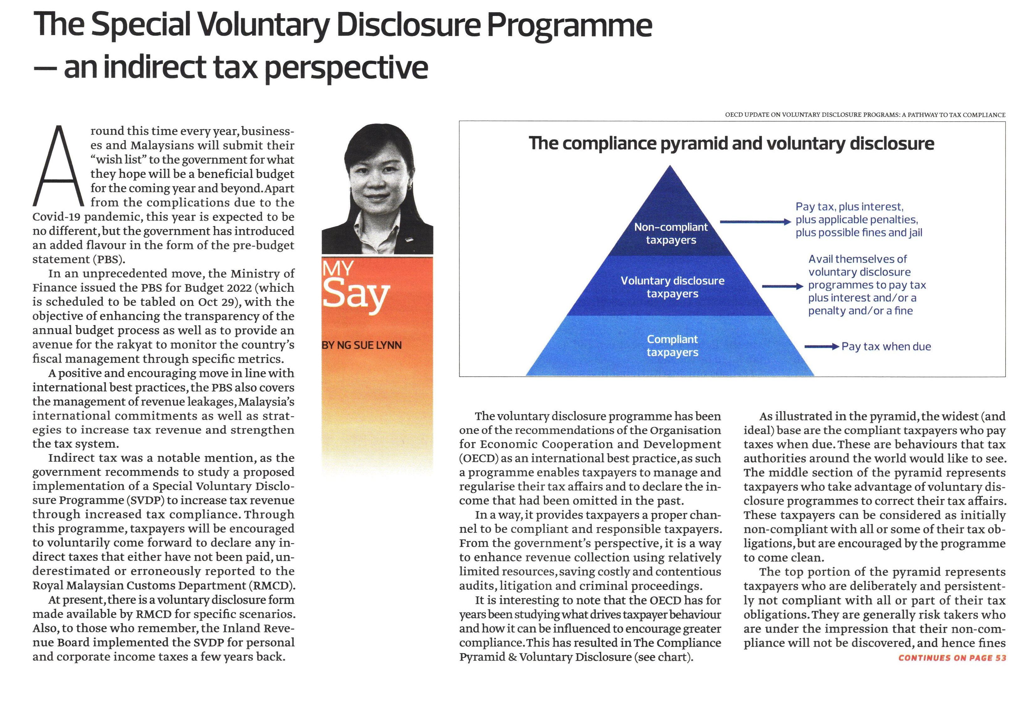 The Special Voluntary Disclosure Programme – an indirect tax perspective